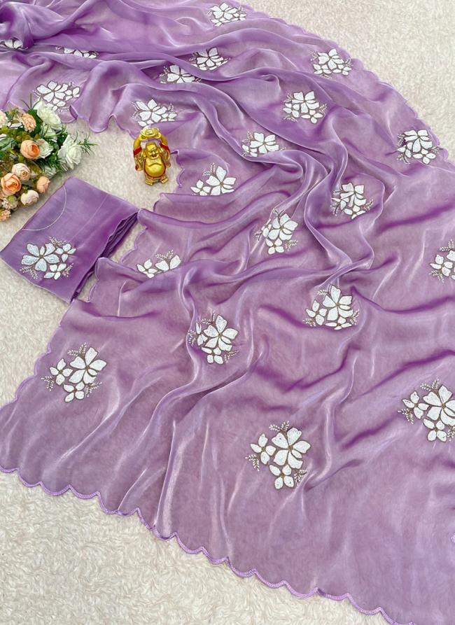 Jimmy Choo Lilac Party Wear Sequins Work Saree